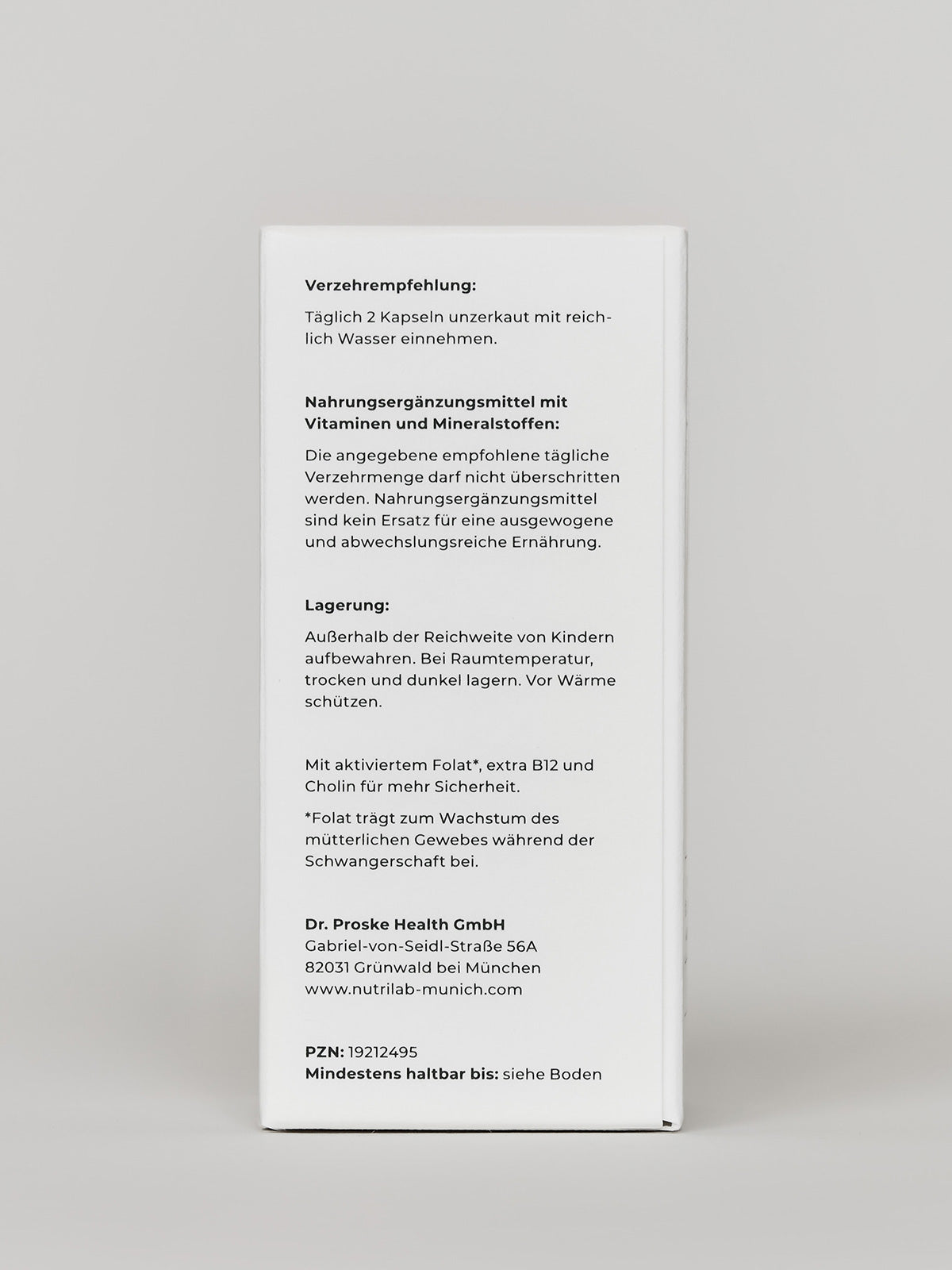 Femme Pränatal Produkt Dr. Proske Health GmbH Nahrungsergänzungsmittel für die Schwangerschaft und den Kinderwunsch