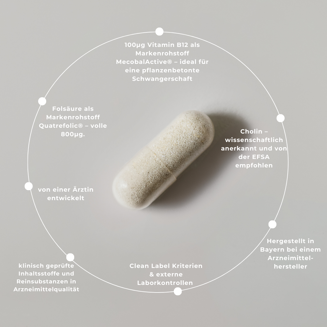 Inhaltsstoffe Markenrohstoffe Quatrefolic Cholin Folsäure Schwangerschaftsvitamine Femme pränatal