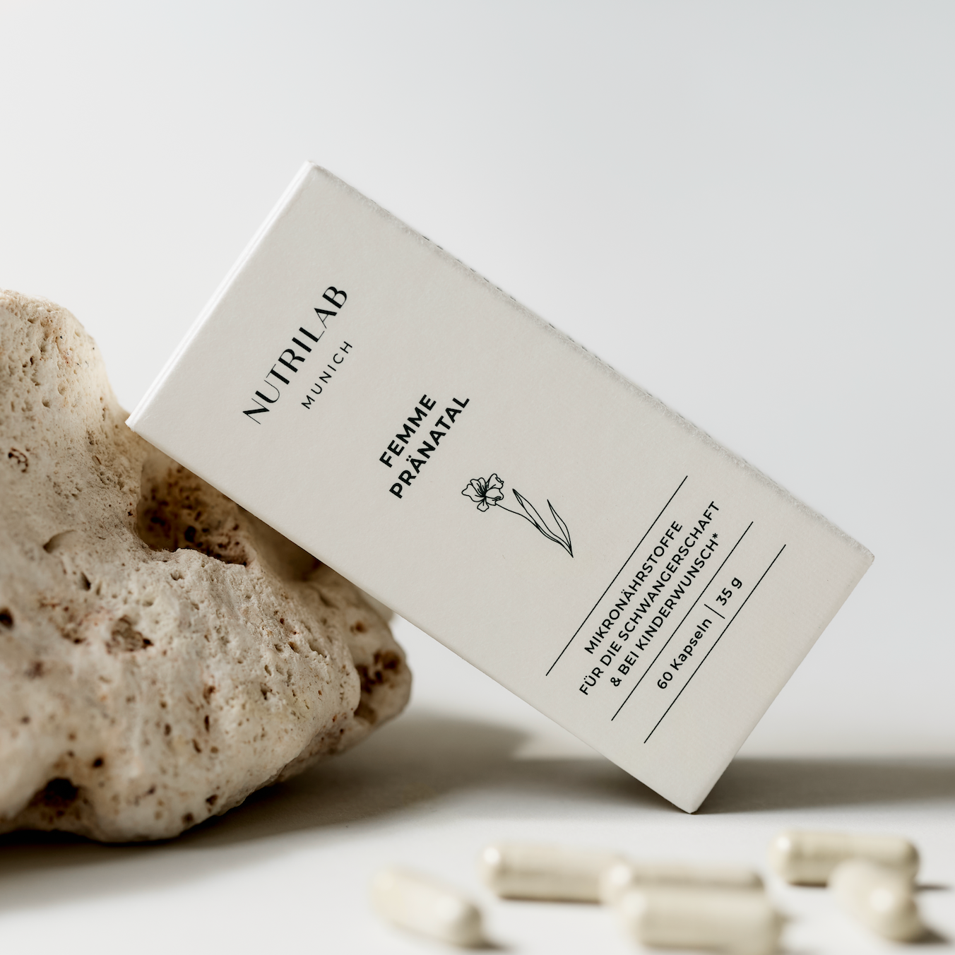 NUTRILAB MUNICH Femme Pränatal Mikronährstoffe für den Kinderwunsch und Schwangerschaft vegan Lifestyleprodukt Inhaltsstoffe Marken Quatrefolic