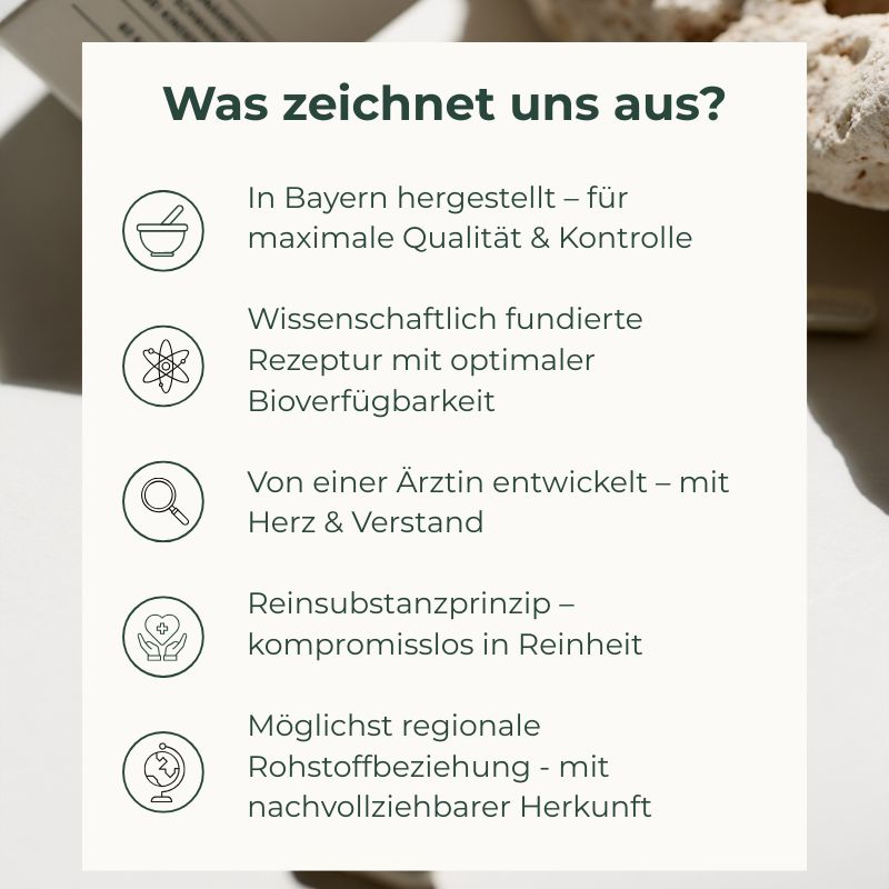 FEMME Qualitätsmerkmale – ärztlich entwickelte Supplemente für Kinderwunsch, Schwangerschaft & Stillzeit | NUTRILAB MUNICH